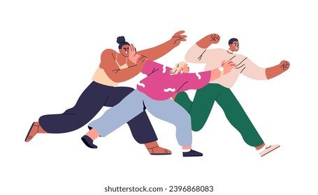 Business rivalry, competition concept. Angry rivals fighting, struggling for career, job. Aggressive competitors competing, conflicting. Flat graphic vector illustration isolated on white background