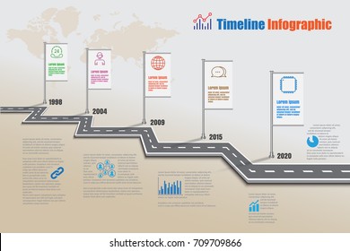 Business road map milestone timeline infographic for abstract background template. Vector illustration