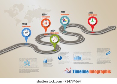 Business road map milestone timeline infographic for abstract background template. Vector illustration