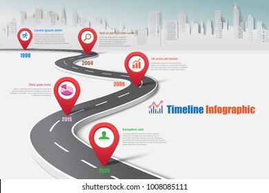 Business road map timeline infographic city expressway designed for abstract background template milestone element modern diagram process technology digital data presentation chart Vector illustration