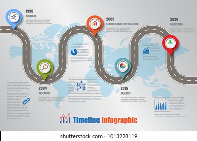 Línea de tiempo de la hoja de ruta comercial ciudad infográfica diseñada para plantillas de fondo abstracto elemento hito de diagrama moderno tecnología de proceso de diagrama digital datos de marketing gráfico Vector ilustración