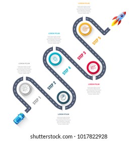 Business Road Map Timeline Infographic Designed For Template Technology Digital Data Presentation Chart. Startup Concept. Vector Illustration.