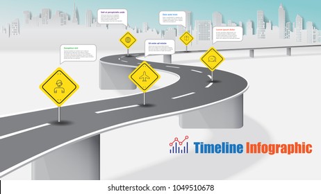 Business road map timeline infographic expressway concepts designed for abstract background template milestone diagram process technology digital marketing data presentation chart Vector illustration