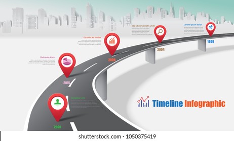 Business road map timeline infographic expressway concepts designed for abstract background template milestone diagram process technology digital marketing data presentation chart Vector illustration