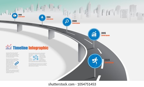 Business road map timeline infographic expressway concepts designed for abstract background template milestone diagram process technology digital marketing data presentation chart Vector illustration