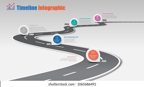 Business road map timeline infographic template with pointers designed for abstract background milestone modern diagram process technology digital marketing data presentation chart Vector illustration