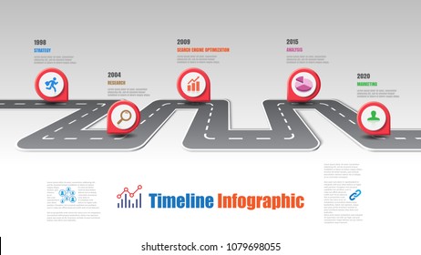 Business road map timeline infographic template with pointers designed for abstract background milestone modern diagram process technology digital marketing data presentation chart Vector illustration