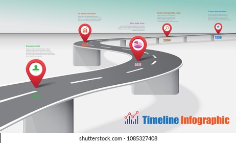Business road map timeline infographic expressway concepts designed for abstract background template milestone diagram process technology digital marketing data presentation chart Vector illustration