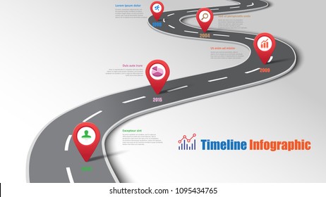 Business road map timeline infographic template with pointers designed for abstract background milestone modern diagram process technology digital marketing data presentation chart Vector illustration