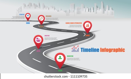 Business Road Map Timeline Infographic City Expressway Designed For Abstract Background Template Milestone Element Modern Diagram Process Technology Digital Data Presentation Chart Vector Illustration