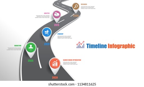 Business road map timeline infographic template with pointers designed for abstract background milestone modern diagram process technology digital marketing data presentation chart Vector illustration