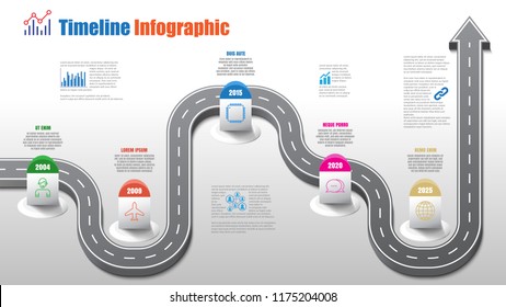 Business road map timeline infographic template with pointers designed for abstract background milestone modern diagram process technology digital marketing data presentation chart Vector illustration