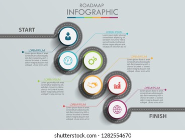 Business road map timeline infographic icons designed for abstract background template milestone element modern diagram process technology digital marketing data presentation chart Vector illustration