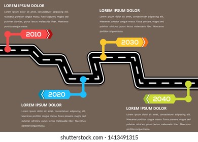 Business road map timeline infographic street city designed for abstract brown background template milestone element modern diagram process, vector illustration.