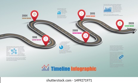 Business road map timeline infographic template with pointers designed for abstract background milestone modern diagram process technology digital marketing data presentation chart Vector illustration