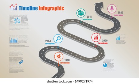 Business road map timeline infographic template with pointers designed for abstract background milestone modern diagram process technology digital marketing data presentation chart Vector illustration