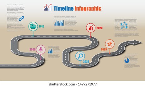 Business road map timeline infographic template with pointers designed for abstract background milestone modern diagram process technology digital marketing data presentation chart Vector illustration