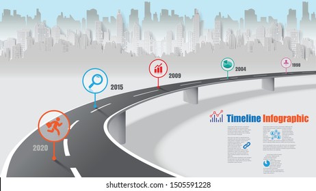 Business road map timeline infographic expressway concepts designed for abstract background template milestone diagram process technology digital marketing data presentation chart Vector illustration