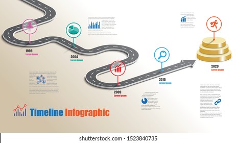 Business road map timeline infographic milestone pathway to podium designed for modern diagram process technology digital marketing data presentation chart. Vector illustration