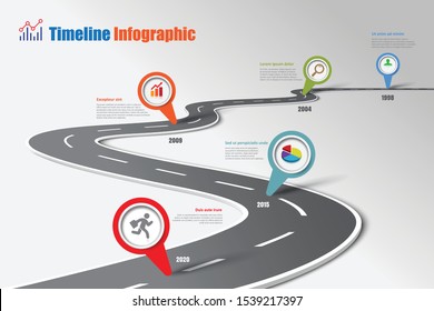 Business Curved Road Map Timeline Infographic Stock Vector (Royalty ...