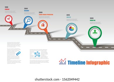 Business road map timeline infographic template with pointers designed for abstract background milestone modern diagram process technology digital marketing data presentation chart Vector illustration