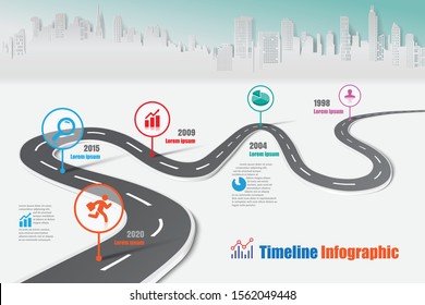 Business road map timeline infographic city designed for abstract background template milestone element modern diagram process technology digital marketing data presentation chart Vector illustration