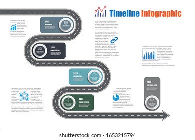 Business road map timeline infographic template with pointers designed for abstract background milestone modern diagram process technology digital marketing data presentation chart Vector illustration