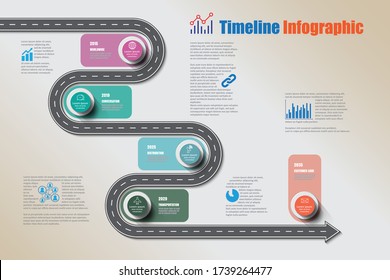 Business road map timeline infographic template with pointers designed for abstract background milestone modern diagram process technology digital marketing data presentation chart Vector illustration