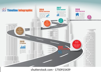 Business Road Map Timeline Infographic Expressway Concepts Designed For Abstract Background Template Milestone Diagram Process Technology Digital Marketing Data Presentation Chart Vector Illustration