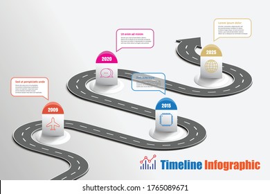 Business road map timeline infographic template with pointers designed for abstract background milestone modern diagram process technology digital marketing data presentation chart Vector illustration