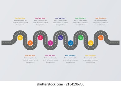 infografía de la línea de tiempo de la hoja de ruta comercial, Ilustración vectorial9