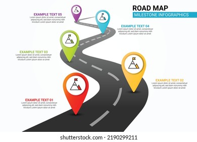 Business road map timeline infographic. Vector illustration of modern milestone diagram for presentation.