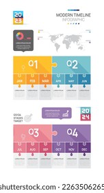 Business road map timeline infographic jigsaw template. Modern milestone element timeline diagram calendar and 4 quarter topics, Can be used for vector infographics, digital data presentations.