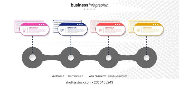 Iconos infográficos de la línea de tiempo de la hoja de ruta comercial diseñados para la plantilla de fondo abstracto elemento hito de la tecnología de proceso de diagrama moderno de la presentación de datos de marketing digital Ilustración vectorial