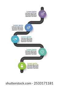 Business road map linha do tempo ícones infográficos projetados para o modelo de fundo abstrato