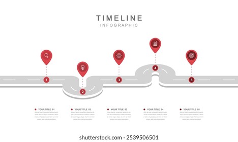 Business road map timeline infographic concept. with icons and 5 options, workflow layout, diagram, report, web design. Creative, vector, illustration.