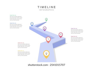 Infografik-Konzept für die Unternehmenskarte mit Symbolen und 6 Optionen, Layout des Marketing-Daten-Workflows, Diagramm, Bericht, Webdesign. Kreativ, Vektor, Illustration.