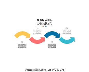 Infografía de la línea de tiempo de la hoja de ruta de negocios con 4 íconos diseñados para la Plantilla de fondo abstracto.