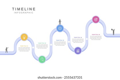 Business road map timeline infographic concept. with icons and 5 options, Corporate milestones graphic elements. workflow layout, diagram, report, web design. Creative, vector