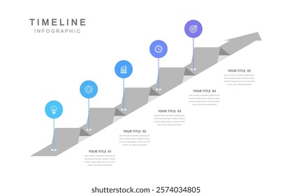 Business road map timeline infographic concept. with icons and 5 steps. Can be used for workflow layout, icons, diagram, report, web design Creative. marketing data. Vector illustration