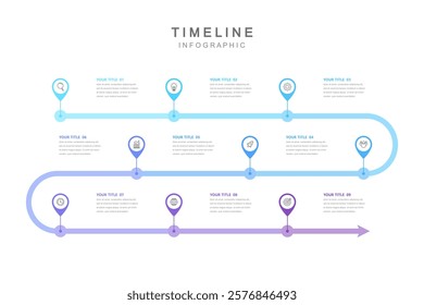 Business road map timeline infographic concept. with icons and 9 steps. Can be used for workflow layout, icons, diagram, report, web design Creative. marketing data. Vector illustration