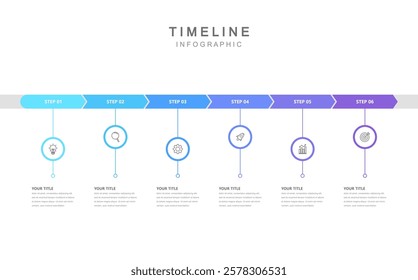 Business road map timeline infographic concept. with icons and 6 steps. Can be used for workflow layout, icons, diagram, report, web design Creative. marketing data. Vector illustration	
