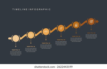 Business road map timeline infographic concept. with icons and 6 options, Corporate milestones graphic elements. workflow layout, diagram, report, web design. Creative, vector