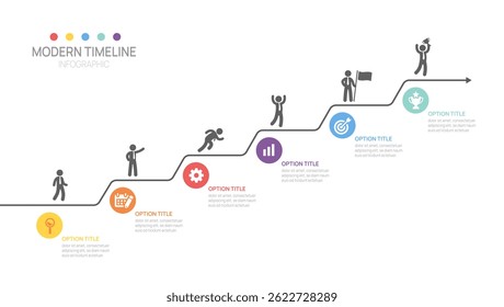 Business road map timeline infographic steps to success growth template. with icons and graphic elements. Vector illustration
