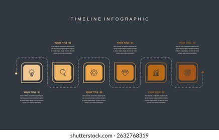 Business road map timeline infographic concept. with icons and 6 steps. Can be used for workflow layout, icons, diagram, report, web design Creative. marketing data. Vector illustration