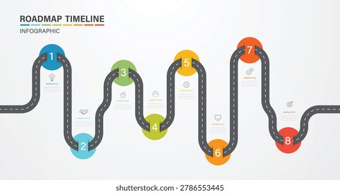 Business road map timeline infographic. 4 Steps Modern Timeline diagram with road journey concept. Presentation vector infographic template.