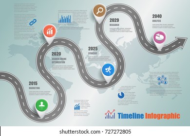 Business road map timeline infographic concepts designed for template technology digital  data presentation chart. Vector illustration