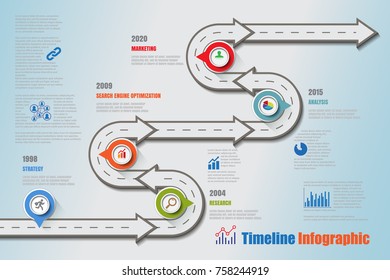 Business road map timeline infographic icons designed for abstract background template milestone element modern diagram process technology digital marketing data presentation chart Vector illustration