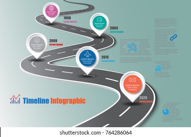 Business road map timeline infographic icons designed for abstract background template milestone element modern diagram process technology digital marketing data presentation chart Vector illustration