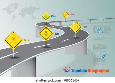 Business road map timeline infographic expressway concepts designed for abstract background template milestone diagram process technology digital marketing data presentation chart Vector illustration